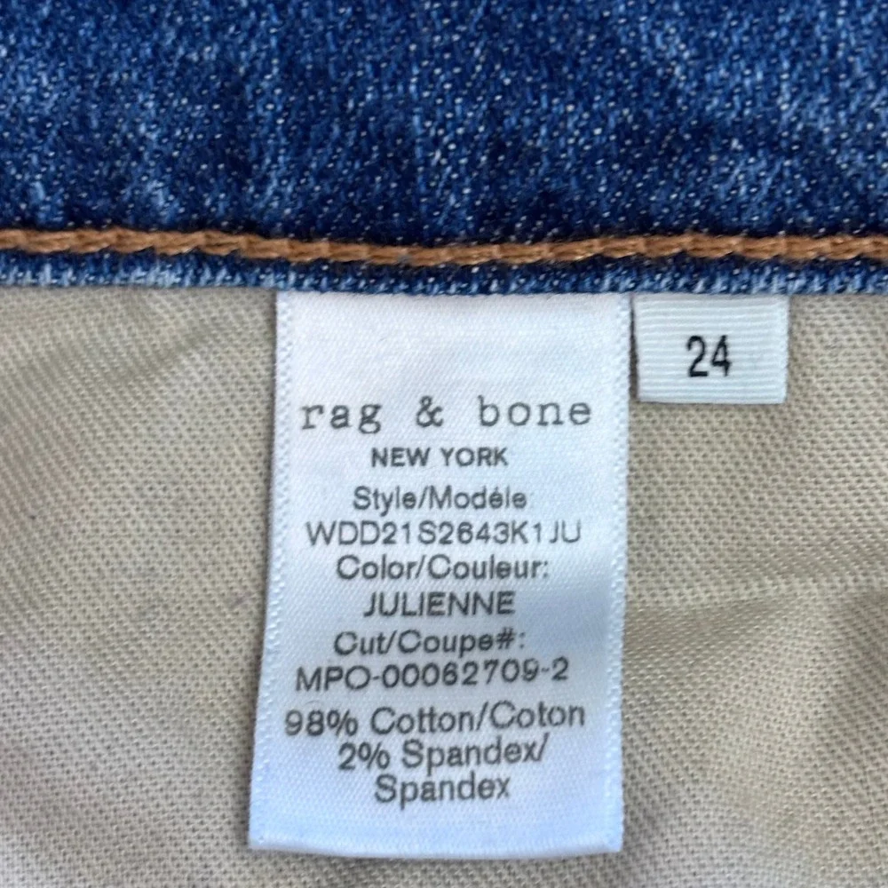 rag & bone Dre Slim Boyfriend Jeans Medium Wash Indigo Size 24 Low Rise Stretch